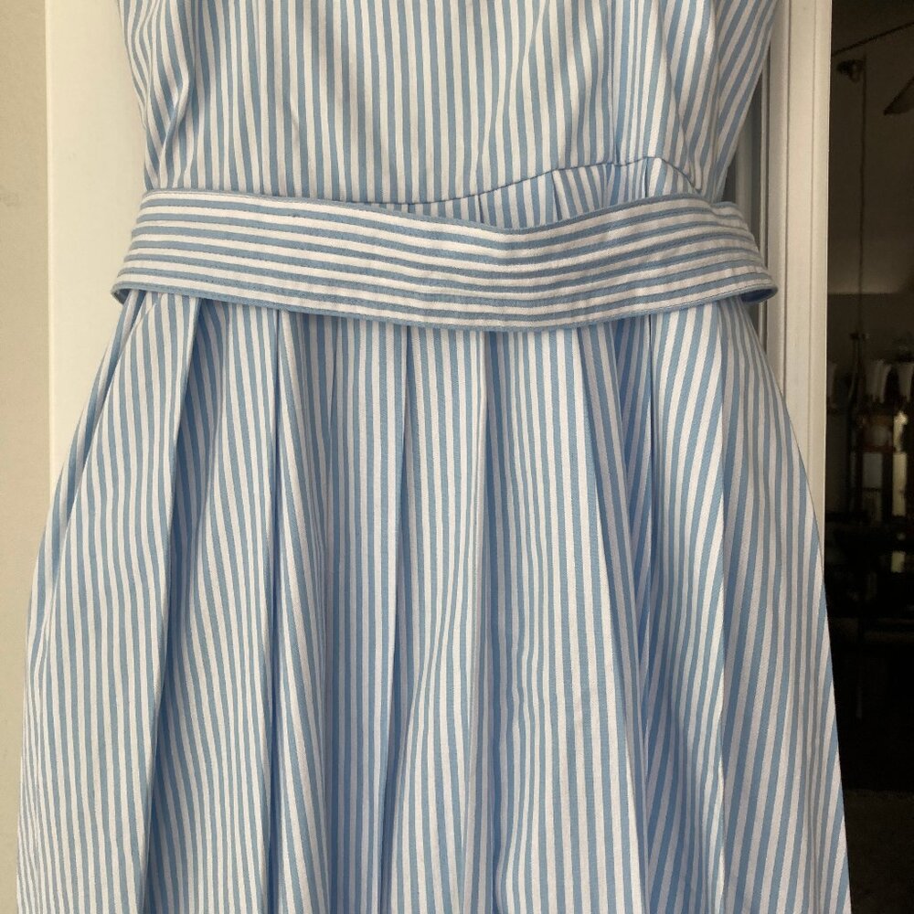 a new day Blue White Striped Sleeveless Belted Midi Dress  6 - Picture 12 of 15